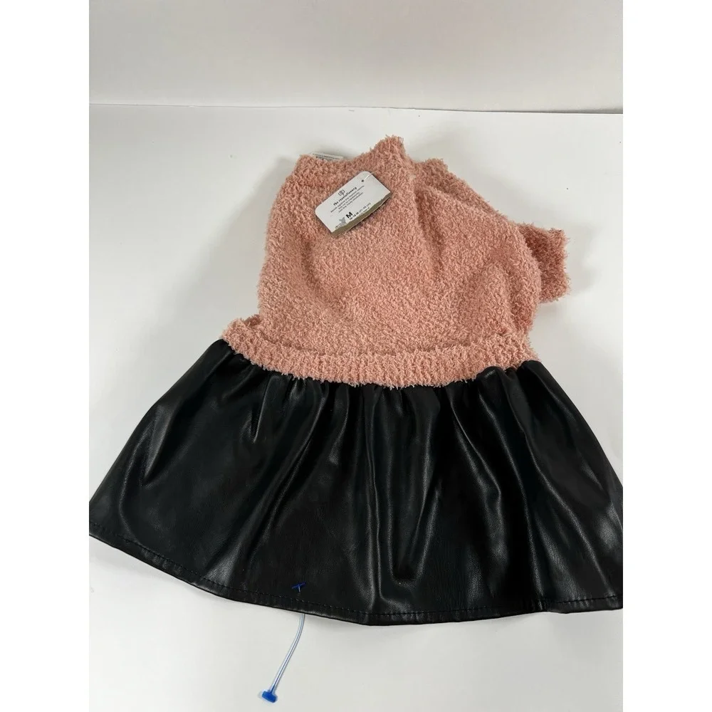 Pink Black Faux Leather Dog Dress Size M‎ 16–18